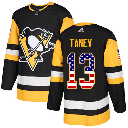 Adidas Pittsburgh Penguins 13 Brandon Tanev Black Home Authentic USA Flag Stitched Youth NHL Jersey